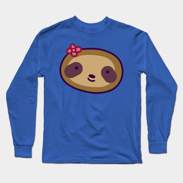 Flower Sloth Face Long Sleeve T-Shirt by saradaboru